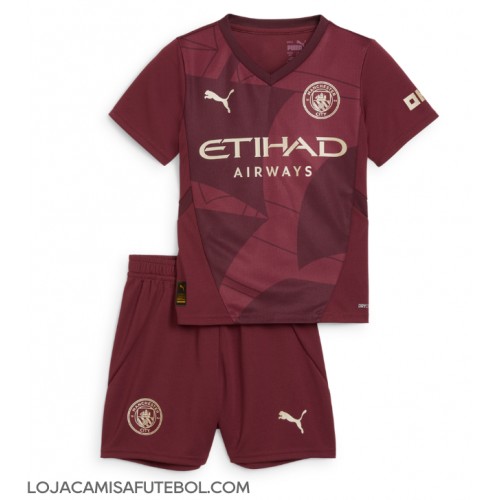 Camisa de Futebol Manchester City Equipamento Alternativo Infantil 2024-25 Manga Curta (+ Calças curtas)